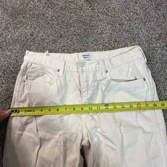 SUNDAY BEST Women's Dustin Low-Flare Jeans Size 10 In Unbleached - Picture 7 of 10